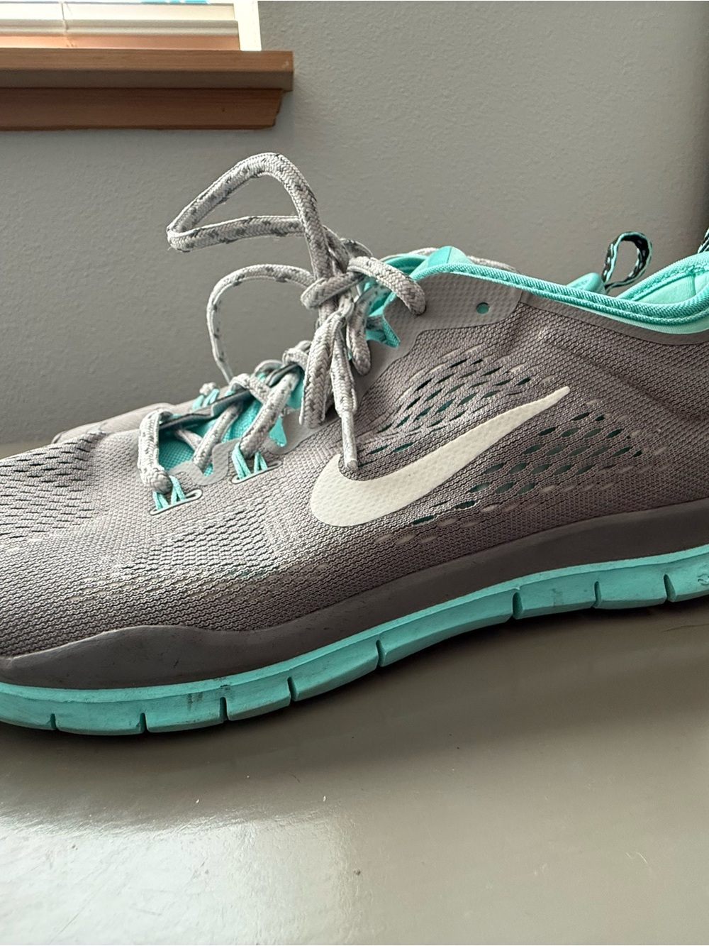 Nike Women's Gray and Teal Athletic Running Sneakers
